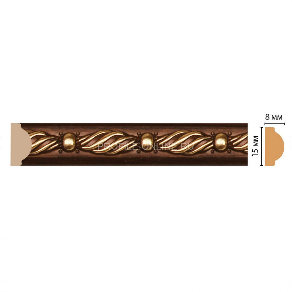 Молдинг Коричневый с золотом DECOMASTER 130-51 ДМ (15x8x2400)