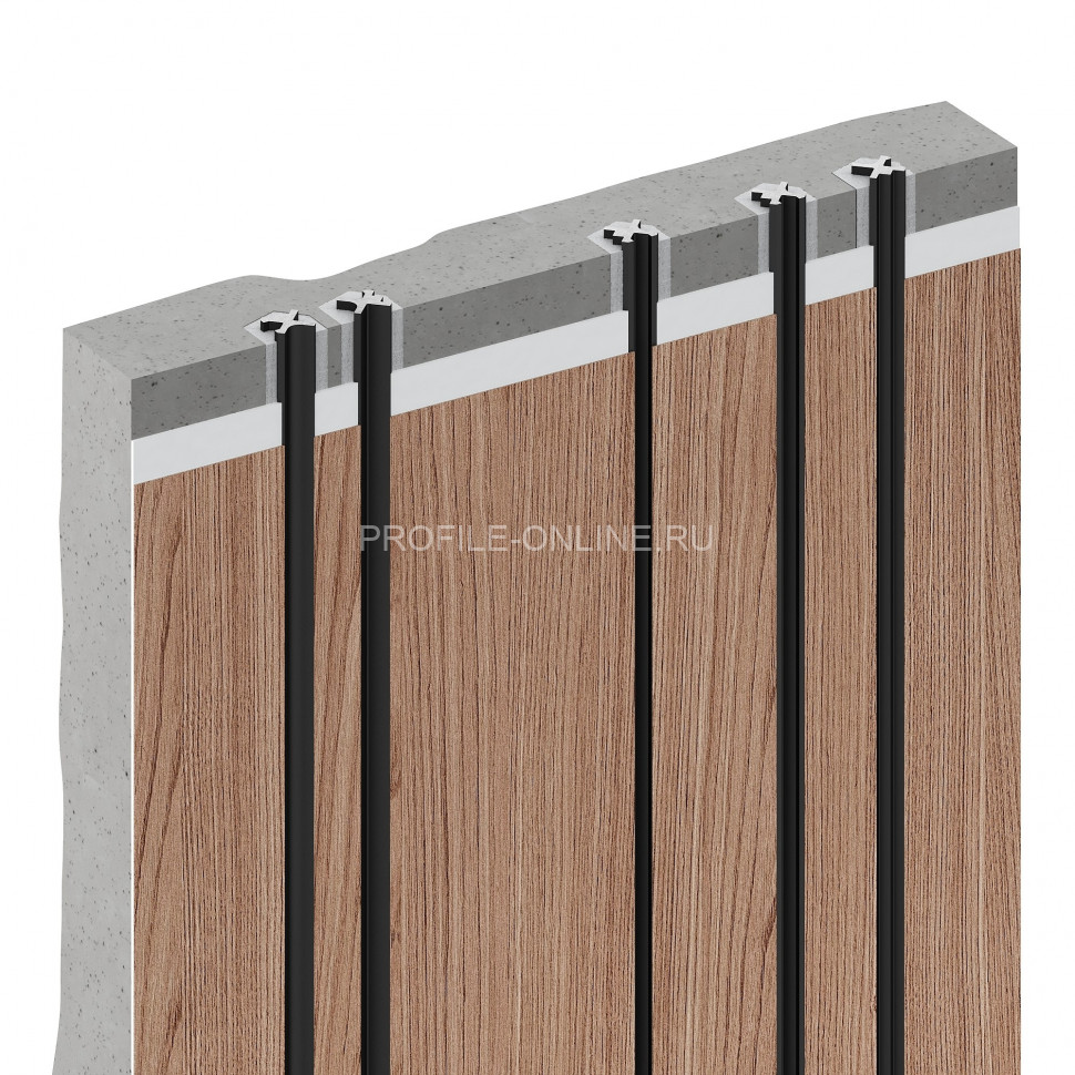 Теневая рейка алюминиевая Decaro D00X.A Titanium титан для стен и потолка 3 м