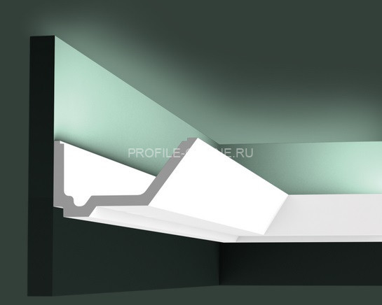 Потолочный плинтус для скрытой подсветки Orac Decor C358 белого цвета из полиуретана 73х140 мм 200 см