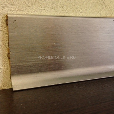 Плинтус напольный алюминиевый 60 мм ПЛ-60 серебро матовое браш 3 м