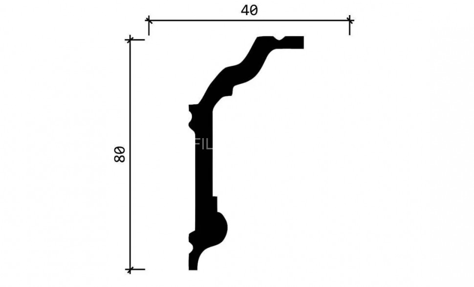 Декоративный плинтус для потолка 80х40 мм Decor-Dizayn DD502 полистирол белый, под покраску 2 м