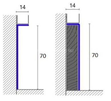 Плинтус скрытого монтажа под гипсокартон алюминиевый 70 мм ПБ-70х14 сырой 3 м