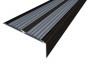 Алюминиевый противоскользящий угловой порог 70х22 мм с резиновыми вставками АУ-70-Анод черный-серый 3 м