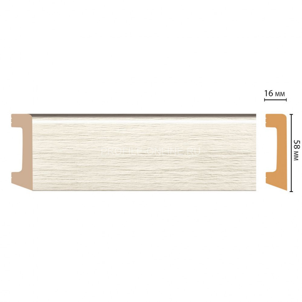 Напольный плинтус DECOMASTER D234-70ДМ (58x16x2400) Дуб белый, ударопрочный полимер