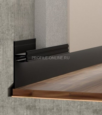 Алюминиевый теневой плинтус с подсветкой LED ПО-195 черный матовый 2,7 м
