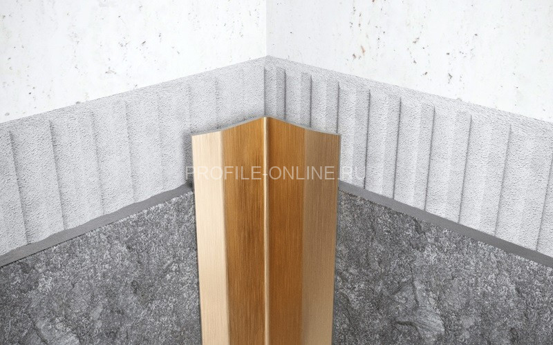 Нержавеющий уголок стальной внутренний с загнутыми краями 50х50 мм FV 50 GS золото сатинированное 300 см