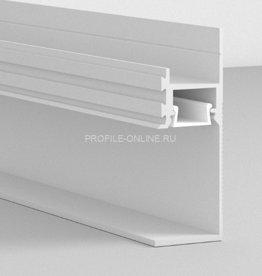 Алюминиевый теневой плинтус скрытого монтажа с подсветкой LED ПО-196 без покрытия 2,7 м