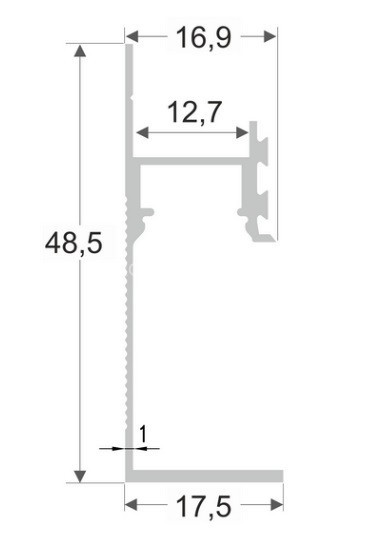 Алюминиевый теневой плинтус скрытого монтажа с подсветкой LED ПО-196 без покрытия 2,7 м