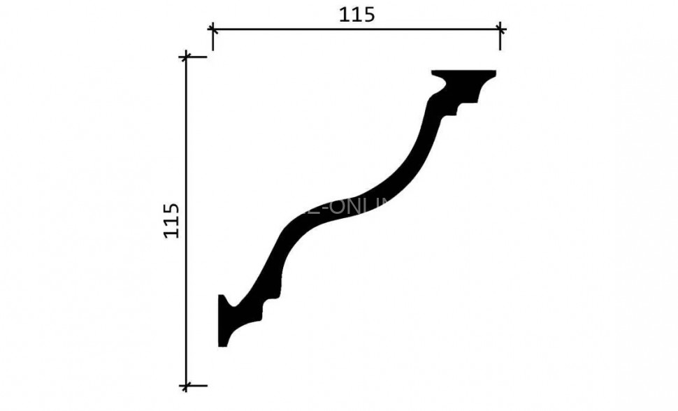 Декоративный плинтус для потолка 115х115 мм Decor-Dizayn DD504 полистирол белый, под покраску 2 м