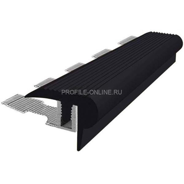 Закладной угловой профиль противоскользящий с резиновой вставкой Fm-8мм черный 2,7 м