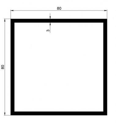 Алюминиевый бокс квадратный 80х80х3 мм 3 м