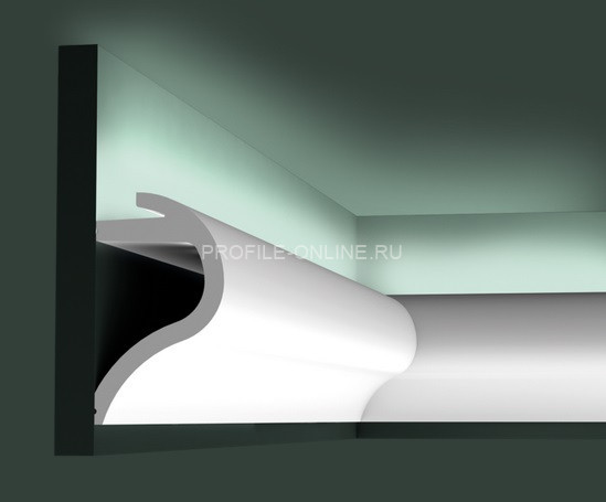 Потолочный плинтус для скрытой подсветки Orac Decor C364 белого цвета из полиуретана 140х80 мм 200 см