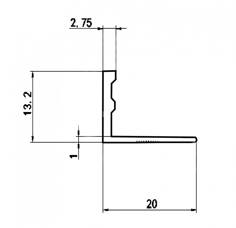 L-образный профиль из алюминия 12 мм Евротрим L-12.05 черный 270 см