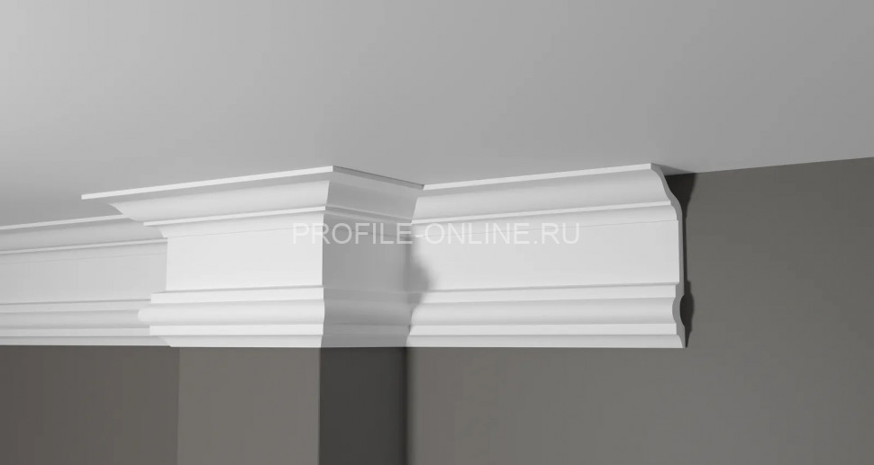 Декоративный плинтус для потолка 150х70 мм Decor-Dizayn DD505 полистирол белый, под покраску 2 м