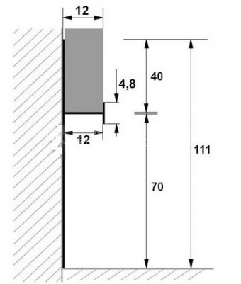 Плинтус скрытого монтажа под гипсокартон алюминиевый 70 мм ПТ-1/70 черный 3 м