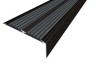 Алюминиевый противоскользящий угловой порог 70х22 мм с резиновыми вставками АУ-70-Анод черный-черный 3 м