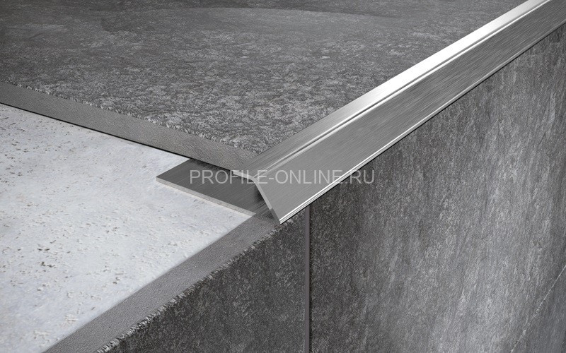 Нержавеющий С-профиль стальной окантовочный со скосом 15 мм FPG 15 S сатинированная сталь 270 см