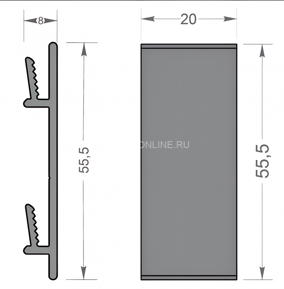 Кронштейн с насечкой для плинтуса 70 мм Диал ДЛ-70 без покрытия