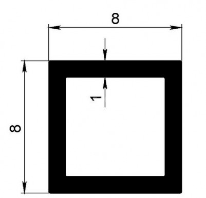 Алюминиевый бокс квадратный 8х8х1 мм 3 м