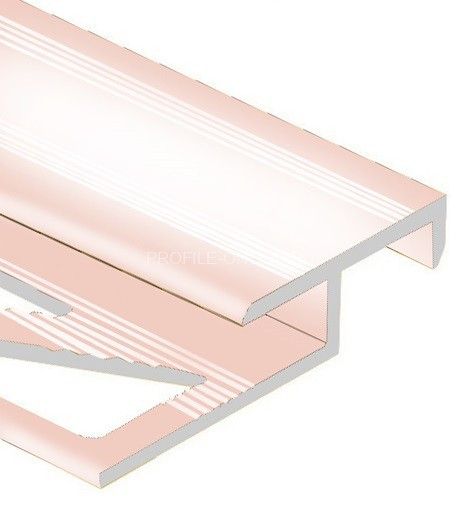 Алюминиевый Т-образный профиль закладной лестничный 20х10 мм PV51-15 розовый блестящий 2,7 м