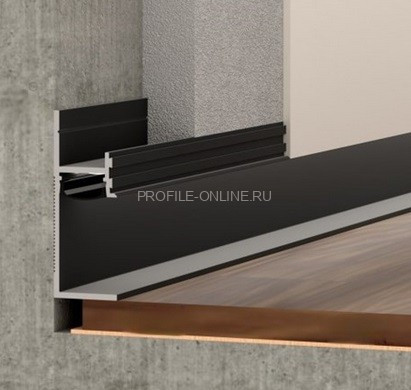 Алюминиевый теневой плинтус с подсветкой LED ПО-196 черный матовый 2,7 м