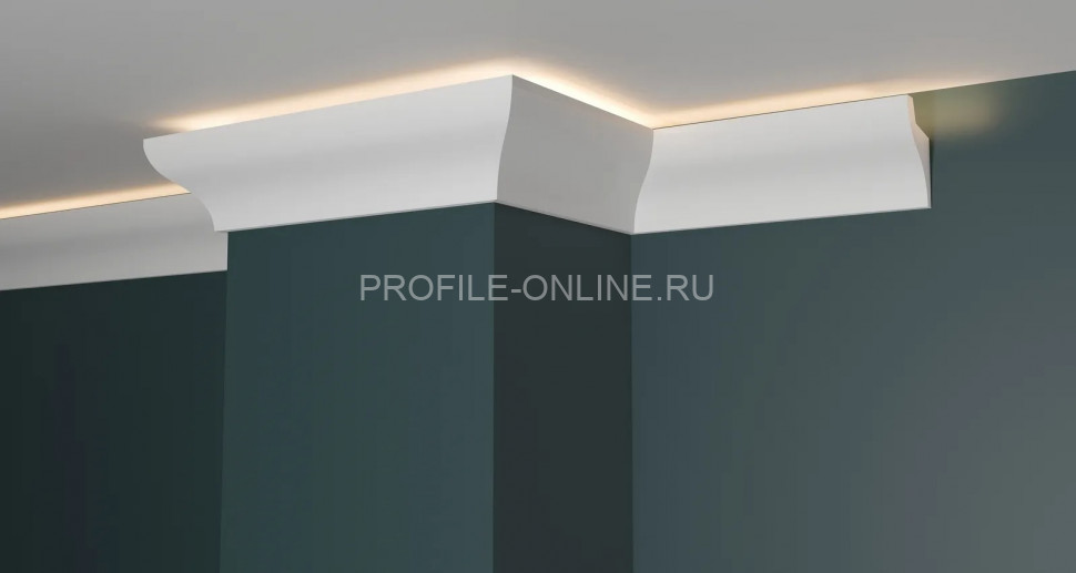 Декоративный плинтус для потолка с подсветкой 50х33 мм Decor-Dizayn DD506 полистирол белый, под покраску 2 м