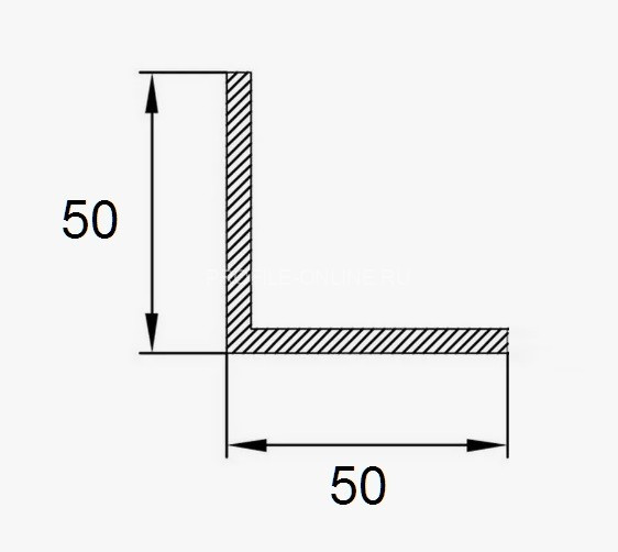 Алюминиевый уголок 50х50 мм ПБ50х50 серебро матовое 3 м