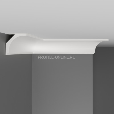 Декоративный плинтус потолочный гладкий Decomaster D109 Дюропрофиль 43х43х2000 мм белый под покраску