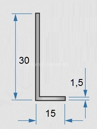 Алюминиевый уголок 15х30х1,5 мм разнополочный 3м серебро