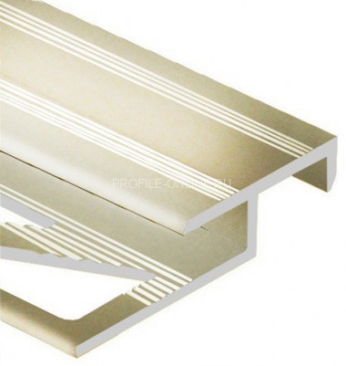 Алюминиевый Т-образный профиль закладной лестничный 20х10 мм PV51-16 титан матовый 2,7 м
