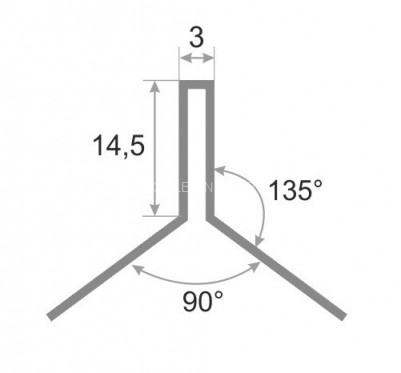 Нержавеющий Y-профиль стальной (мерседес) SBP025-14,5H серебро глянец браш 2,7 м
