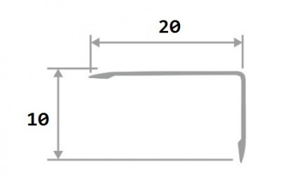 Уголок алюминиевый 10х20 мм ПН-20х10 серебро глянец 2,7 м
