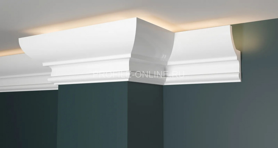 Декоративный плинтус для потолка с подсветкой 97х58 мм Decor-Dizayn DD507 полистирол белый, под покраску 2 м