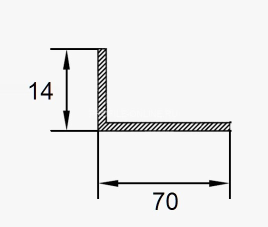Алюминиевый уголок 70х14 мм ПБ70х14 алюминий натуральный 3 м