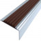 Алюминиевый угловой противоскользящий порог с резиновой вставкой 20х38 мм АУ-38 без покрытия темно-коричневый 3 м