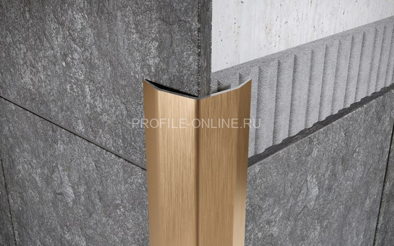 Нержавеющий уголок стальной с загнутыми краями 100х100 мм FD 100 GS золото сатинированное 300 см