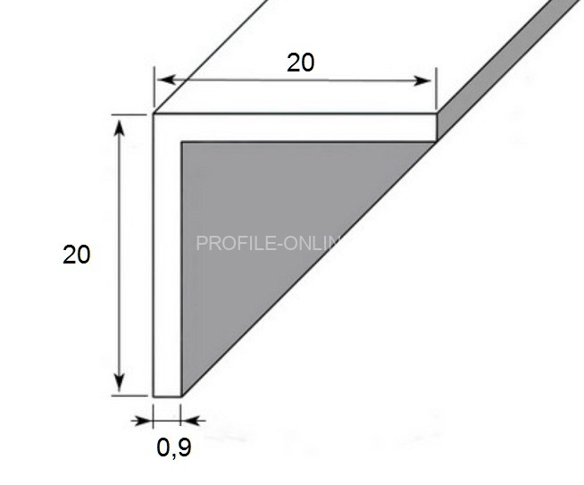 Алюминиевый уголок 20х20х0,9 мм равнополочный 3м серебро