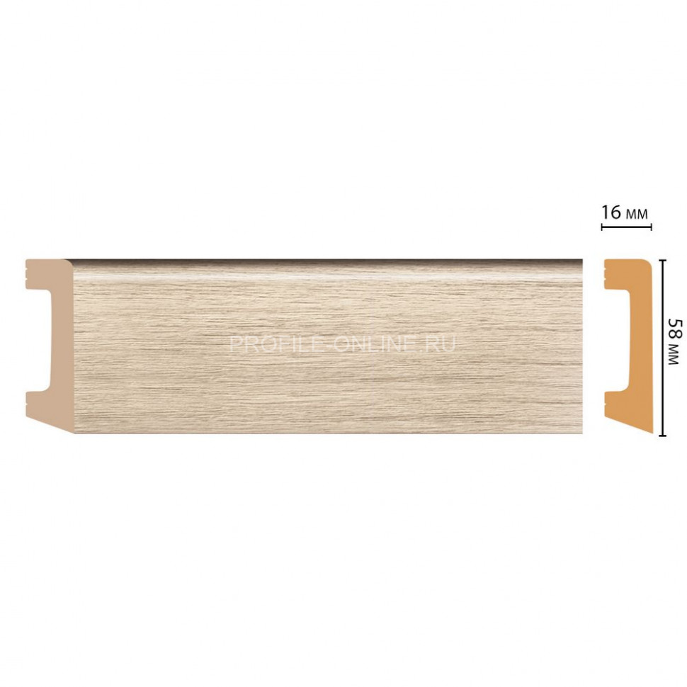 Напольный плинтус DECOMASTER D234-72ДМ (58x16x2400) Ясень, ударопрочный полимер