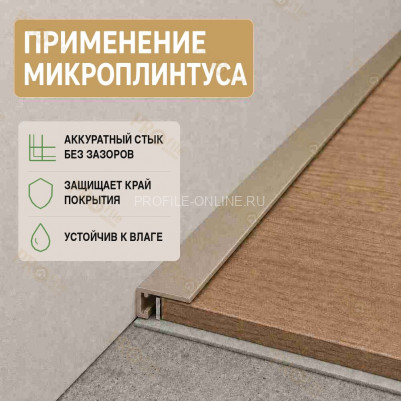 Микроплинтус напольный алюминиевый 16х6,5х2500 мм шампань матовое