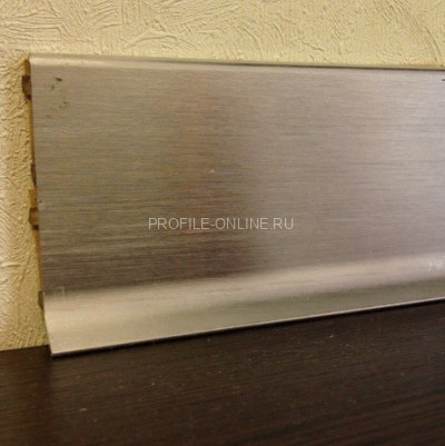 Плинтус напольный алюминиевый 80 мм ПЛ-80 серебро матовое браш 3 м