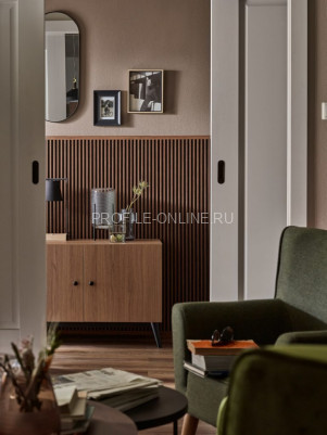 Универсальная планка-рейка для стеновой реечной панели VOX LINERIO U-L LINE (для L-line) мокка 2650х30х21 мм