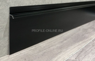 Плинтус скрытого монтажа под гипсокартон алюминиевый 80 мм ПТ-1/80 черный 3 м