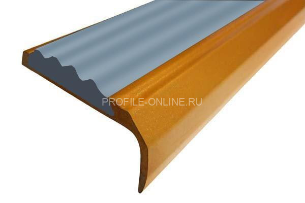 Алюминиевый угловой противоскользящий порог с резиновой вставкой 42х23 мм АУ-42/23-Антик золото-серый 2,7 м