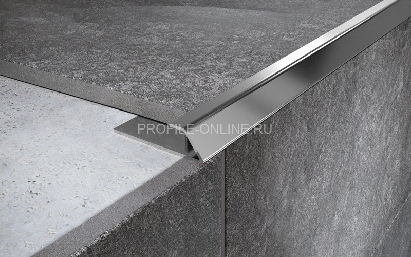 Нержавеющий С-профиль стальной окантовочный со скосом 8 мм FPG 8 P полированная сталь 270 см