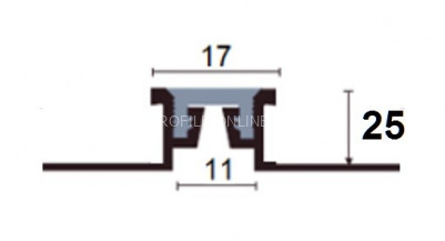 Латунный компенсационный профиль с заменяемой вставкой CB 250 OF 25х17 без покрытия 2,7м