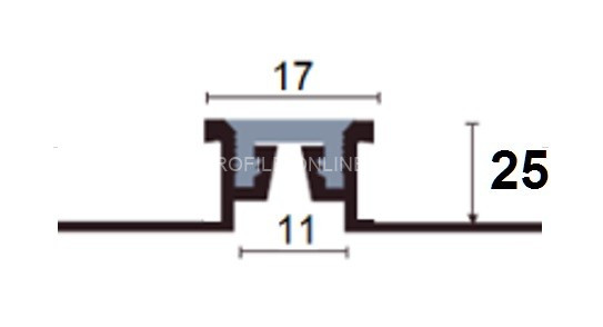 Латунный компенсационный профиль с заменяемой вставкой CB 250 OF 25х17 без покрытия 2,7м