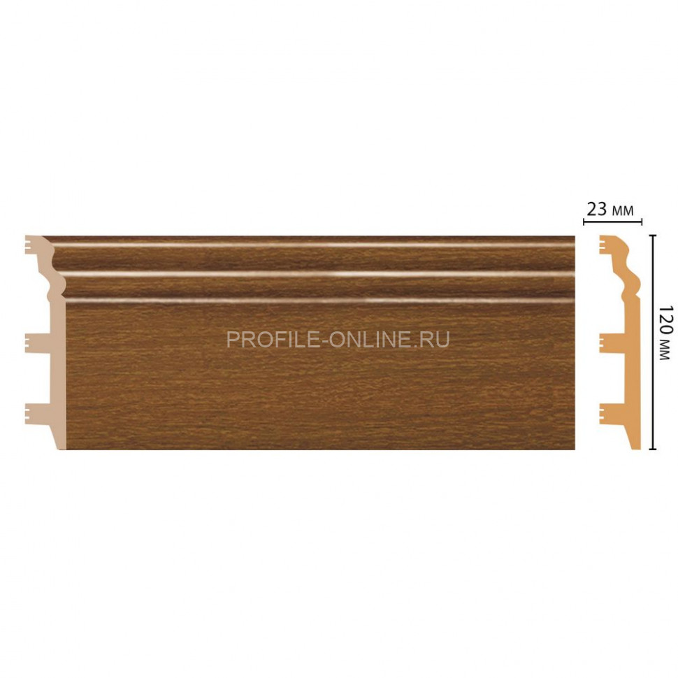 Плинтус напольный полистирол Орех золотистый DECOMASTER D233-85 ШК/8 (120x23x2400)