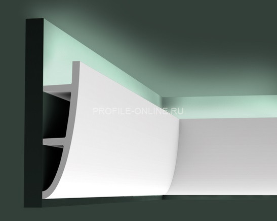 Потолочный плинтус для скрытой подсветки Orac Decor C374 белого цвета из полиуретана 180х50 мм 200 см