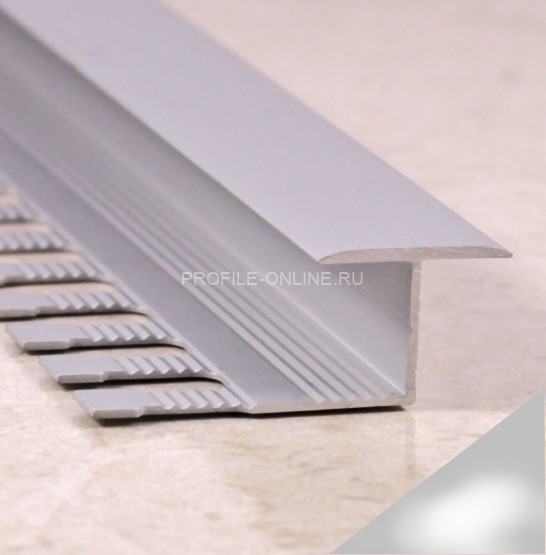 Т-профиль алюминиевый закладной 16 мм ПЗ-10 серебро глянец 2,7 м