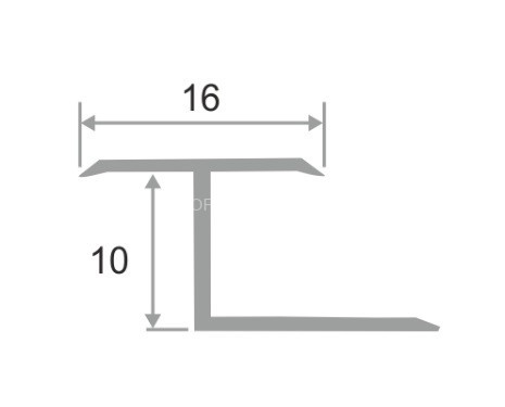 Т-профиль алюминиевый закладной 16 мм ПЗ-10 серебро глянец 2,7 м